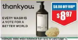 Chemist Warehouse Thankyou Body Wash Botanical Earl Grey & Clary Sage offer