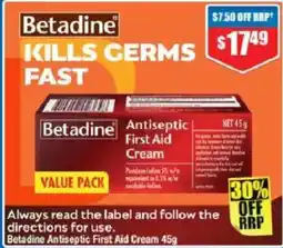 Chemist Warehouse Betadine Antiseptic First Aid Cream offer