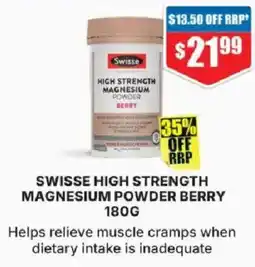 Chemist Warehouse Swisse High Strength Magnesium Powder Berry offer