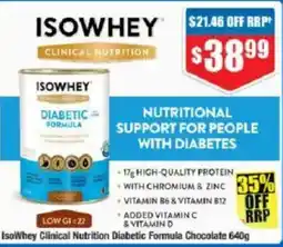 Chemist Warehouse IsoWhey Clinical Nutrition Diabetic Formula offer