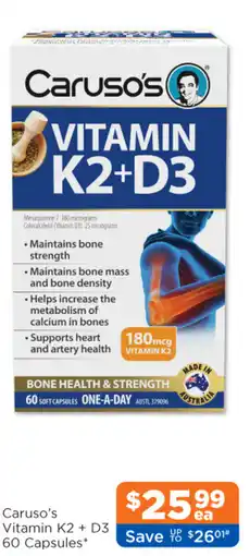 Good Price Pharmacy Caruso's Vitamin K2 + D3 offer