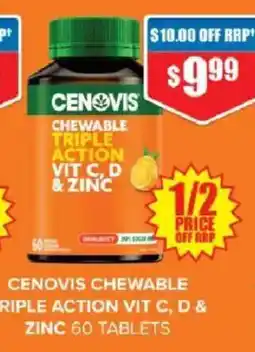 Chemist Warehouse Cenovis chewable triple action vit c, d & zinc offer