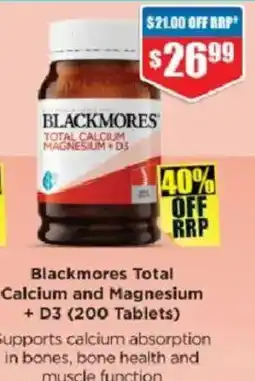Chemist Warehouse Blackmores Total Calcium and Magnesium + D3 offer