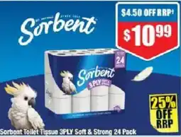 Chemist Warehouse Sorbent Toilet Tissue 3PLY Soft & Strong 24 Pack offer