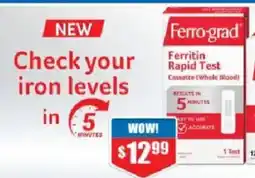 Chemist Warehouse Ferro-grad Ferritin Rapid Test Cassette (Whole Blood) offer