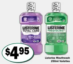 Friendly Grocer Listerine Mouthwash 250ml Varieties offer