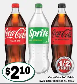 Friendly Grocer Coca-Cola Soft Drink 1.25 Litre Varieties offer