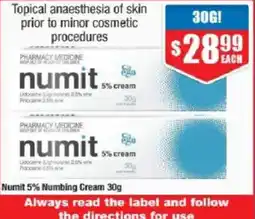 Chemist Warehouse Numit 5% Numbing Cream offer