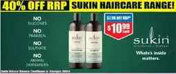 Chemist Warehouse Sukin Natural Balance Conditioner or Shampoo offer