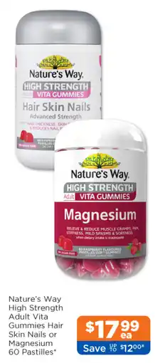 Good Price Pharmacy Nature's Way High Strength Adult Vita Gummies Hair Skin Nails or Magnesium offer
