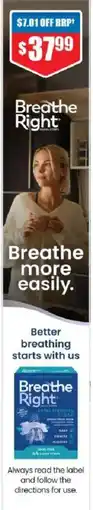 Chemist Warehouse Breathe Right Nasal Strips Extra Strength Clear offer