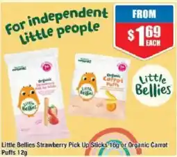 Chemist Warehouse Little Bellies Strawberry Pick Up Sticks or Organic Carrot Puffs offer