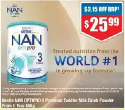 Chemist Warehouse Nestle NAN OPTIPRO 3 Premium Toddler Milk Drink Powder offer