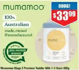 Chemist Warehouse Mumamoo Stage 3 Premium Toddler Milk offer