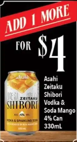 Ritchies Asahi Zeitaku Shibori Vodka & Soda Mango offer