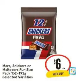 IGA Mars Snickers or Maltesers Fun Size offer