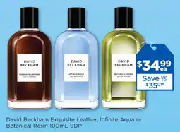Good Price Pharmacy David Beckham Exquisite Leather, Infinite Aqua or Botanical Resin offer