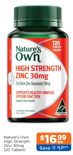 Good Price Pharmacy Nature's Own High Strength Zinc 30mg offer