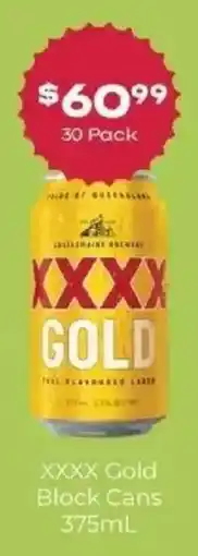 IGA Liquor XXXX Gold Block Cans offer