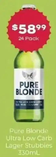 IGA Liquor Pure Blonde Ultra Low Carb Lager Stubbies offer