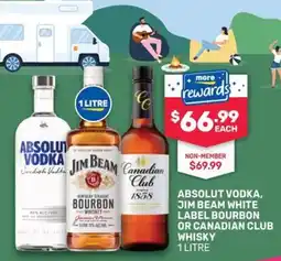 Bottlemart Absolut Vodka, Jim Beam White Label Bourbon or Canadian Club Whisky offer
