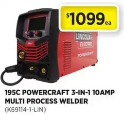 Gasweld Tool Centre Lincoln Electric 195C Powercraft 3-in-1 10amp Multi Process Welder offer