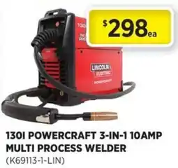 Gasweld Tool Centre Lincoln Electric 130I Powercraft 3-in-1 10amp Multi Process Welder offer