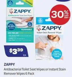 Health Save Zappy Antibacterial Toilet Seat Wipes or Instant Stain Remover Wipes offer