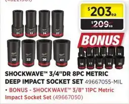 Gasweld Tool Centre Shockwave 3/4"DR 8PC Metric Deep Impact Socket Set offer