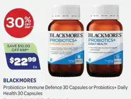 Health Save Blackmores Probiotics+ Immune Defence 30 Capsules or Probiotics+ Daily Health 30 Capsules offer