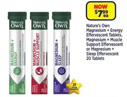 Star Discount Chemist Nature's Own Magnesium + Energy Effervescent Tablets, Magnesium + Muscle Support Effervescent or Magnesium + Sleep Effervesce offer