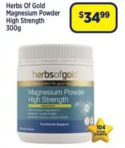 Star Discount Chemist Herbs Of Gold Magnesium Powder High Strength offer