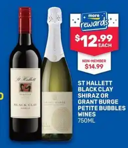 Bottlemart St Hallett Black Clay Shiraz or Grant Burge Petite Bubbles Wines offer