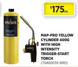 Gasweld Tool Centre Bernzomatic Map-Pro Yellow Cylinder 400g with High Intensity Trigger-Start Torch offer