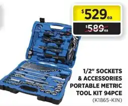 Gasweld Tool Centre 1/2" Sockets & Accessories Portable Metric Tool Kit 94PCE offer