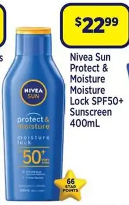 Star Discount Chemist Nivea Sun Protect & Moisture Moisture Lock SPF50+ Sunscreen offer
