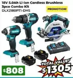 Sydney Tools Makita 18V 5.0Ah Li-ion Cordless Brushless 3pc Combo Kit offer
