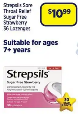 Star Discount Chemist Strepsils Sore Throat Relief Sugar Free Strawberry offer