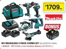 Gasweld Tool Centre Makita 18V Brushless 5 Piece Combo Kit offer