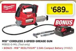 Gasweld Tool Centre Milwaukee M18TM Cordless 2-Speed Grease Gun offer