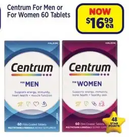 Star Discount Chemist Centrum For Men or For Women 60 Tablets offer
