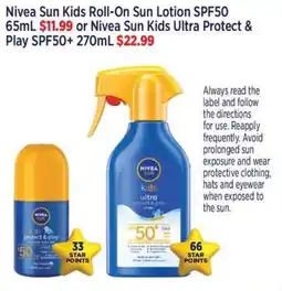 Star Discount Chemist Nivea Sun Kids Roll-On Sun Lotion offer