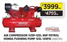 Gasweld Tool Centre Air Compressor V25P-125L 9HP Petrol Honda Fusheng Pump 125L 145PSI offer