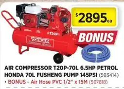 Gasweld Tool Centre Air Compressor T20P-70L 6.5HP Petrol Honda 70L Fusheng Pump 145PSI offer