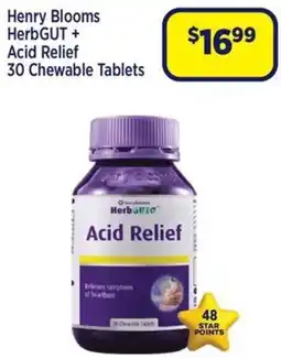 Star Discount Chemist Henry Blooms HerbGUT + Acid Relief offer