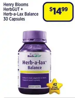 Star Discount Chemist Henry Blooms HerbGUT + Herb-a-Lax Balance offer