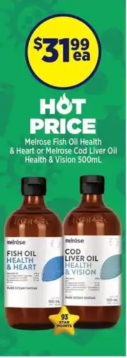 Star Discount Chemist Melrose Fish Oil Health & Heart or Melrose Cod Liver Oil Health & Vision offer