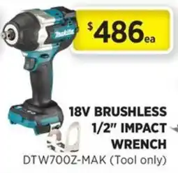 Gasweld Tool Centre Makita 18V Brushless 1/2" Impact Wrench offer