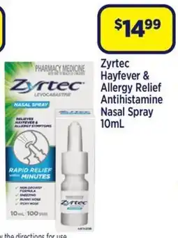 Star Discount Chemist Zyrtec Hayfever & Allergy Relief Antihistamine Nasal Spray offer