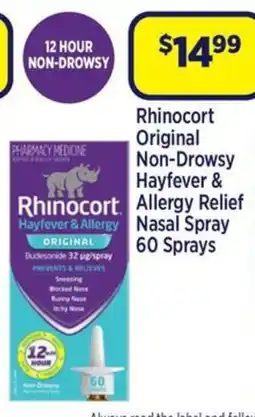 Star Discount Chemist Rhinocort Original Non-Drowsy Hayfever & Allergy Relief Nasal Spray offer